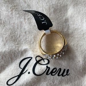 J Crew size 8 gold and rhinestone cocktail ring